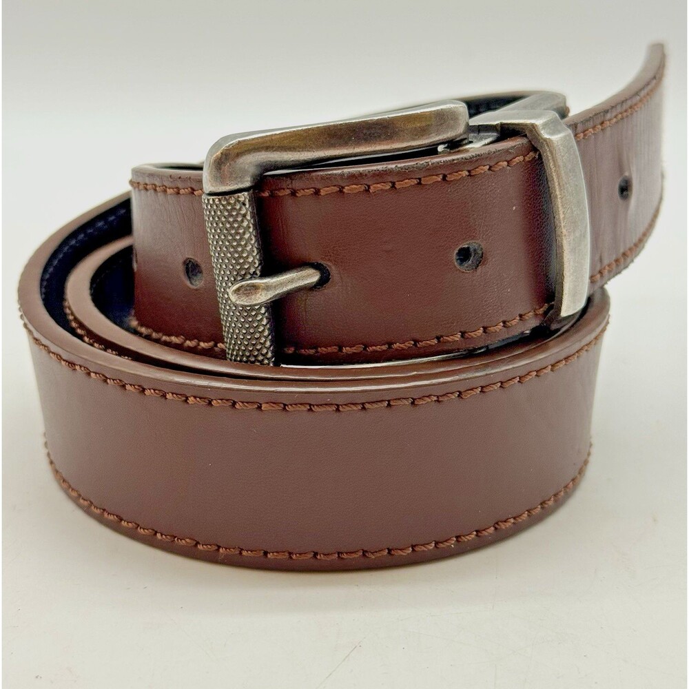Aeropostale Y2K Brown Black Reversible Belt Men's M  1.25" wide Roller Buckle